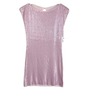 Alice + Olivia Pink Sequin Mini Dress Key Hole Back Cocktail Party Size Small